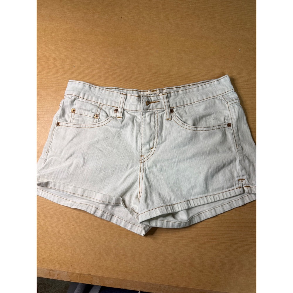 Levis Superlow Denim Shorts Womens 0 White Low Rise Stretch Jean Shorts